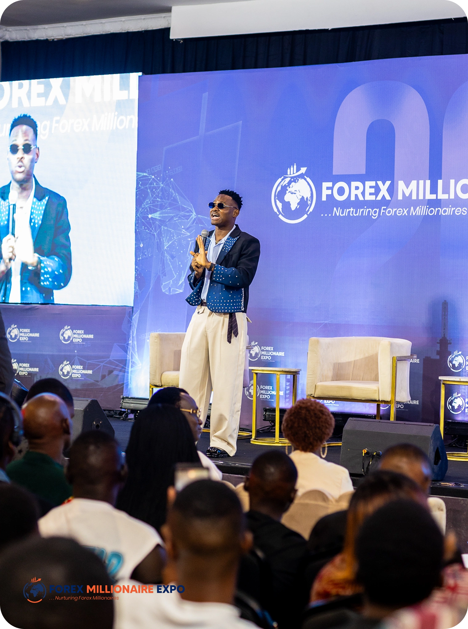 Jeffrey Benson delivering the keynote address on institutional trading and risk management at the Forex Millionaire Expo